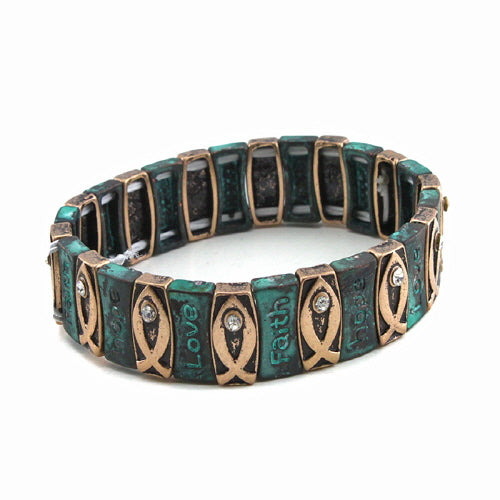 Faith Hope Love Two-Tone Bracelet - Inspirational Jewelry for Women, Gift for Her, Daily Wear & Special Occasions