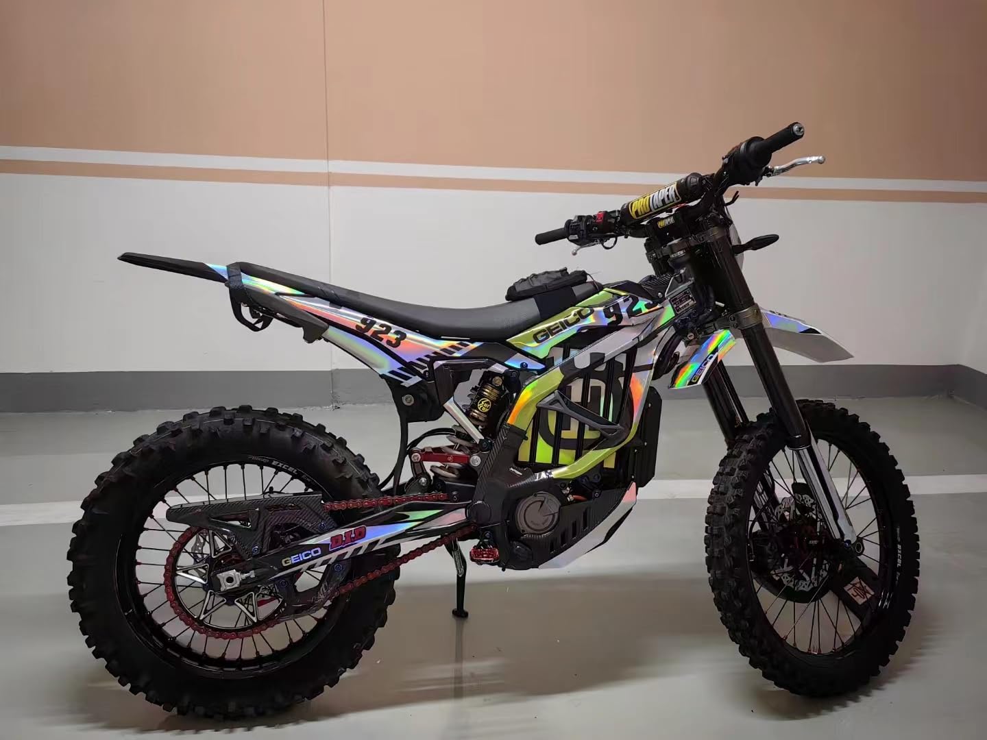Custom MXP Laser Graphics Dirt Bike Decals Kit - Full Sticker Set for Sur-Ron Ultra Bee Electric MX Bike (Green) | High-Quality Vinyl for Motorcross & Off-Road Racing Protection