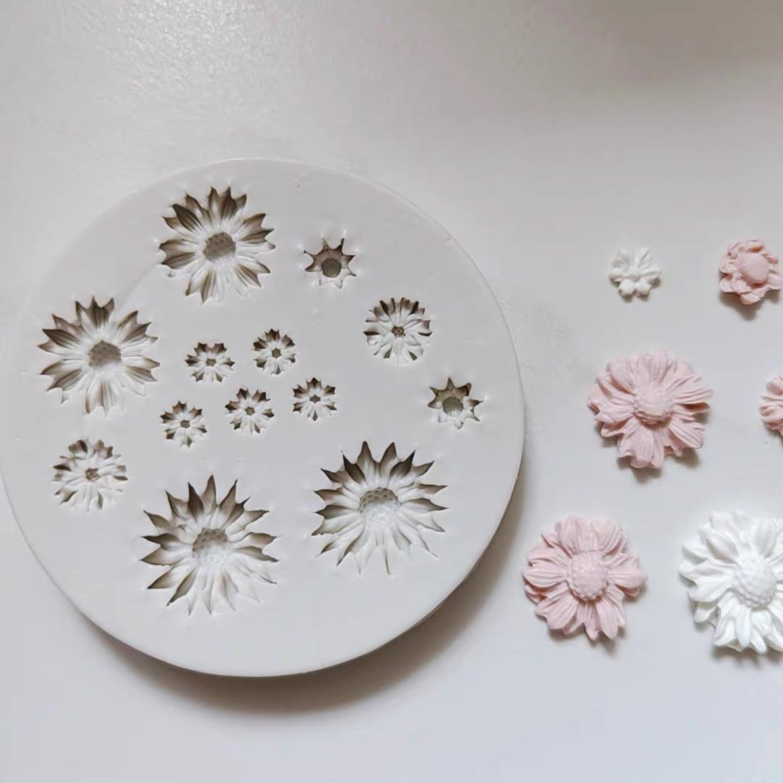 2Pcs Flower Polymer Clay Molds - Daisy Sunflower Rose Silicone Molds for Jewelry Making, DIY Crafts, Resin Art & Home Decor (13Daisy) | Perfect for Earrings, Pendants, Charms & Miniature Creations