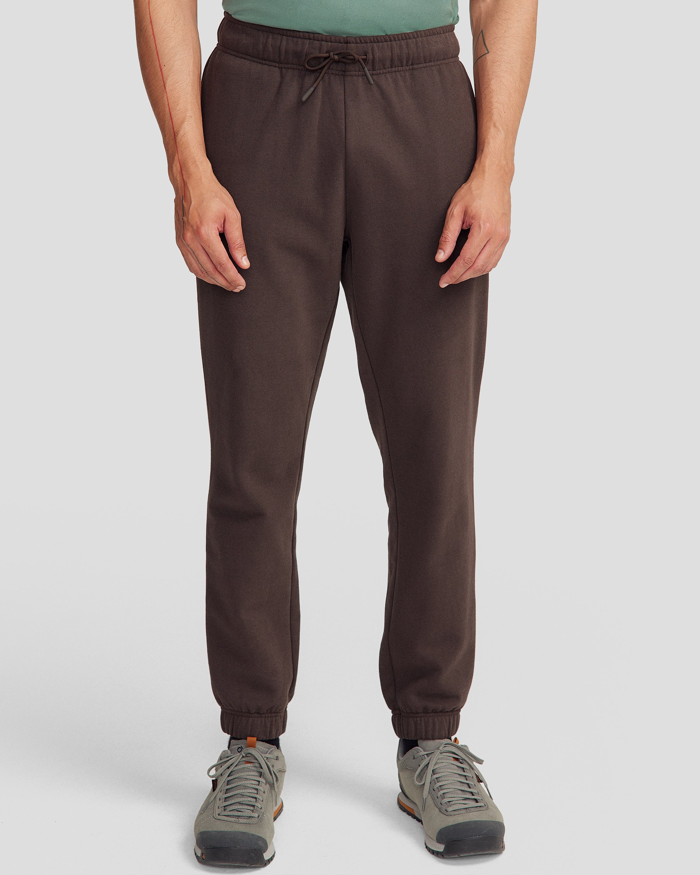 Men's Comfortable Brushed Joggers with Peak Badge - Soft Fleece Lounge Pants for Running, Gym & Casual Wear - Cold Brew Color