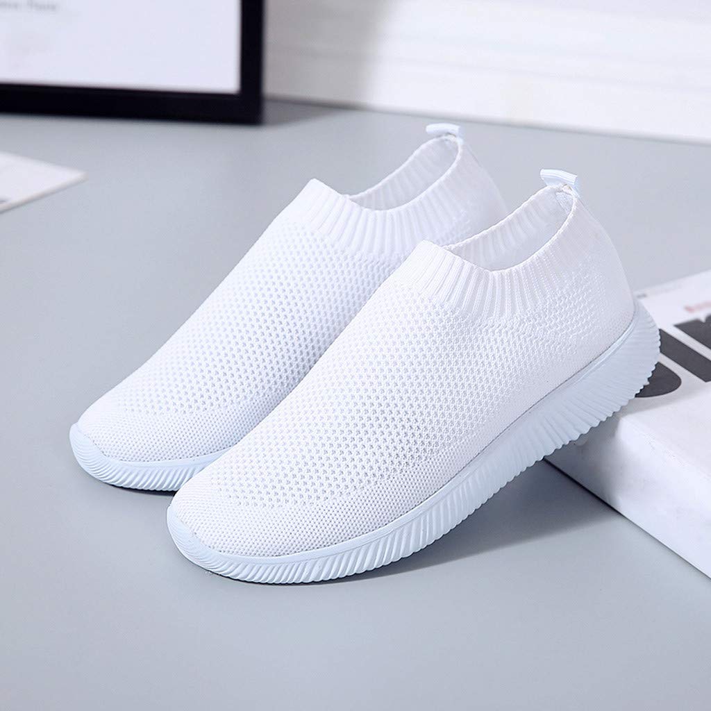 Women's Comfortable Cushioned Walking Shoes - Breathable Running Sneakers for Casual & Dressy Outfits | White & Brown Loafers for Work, Travel & Everyday Wear