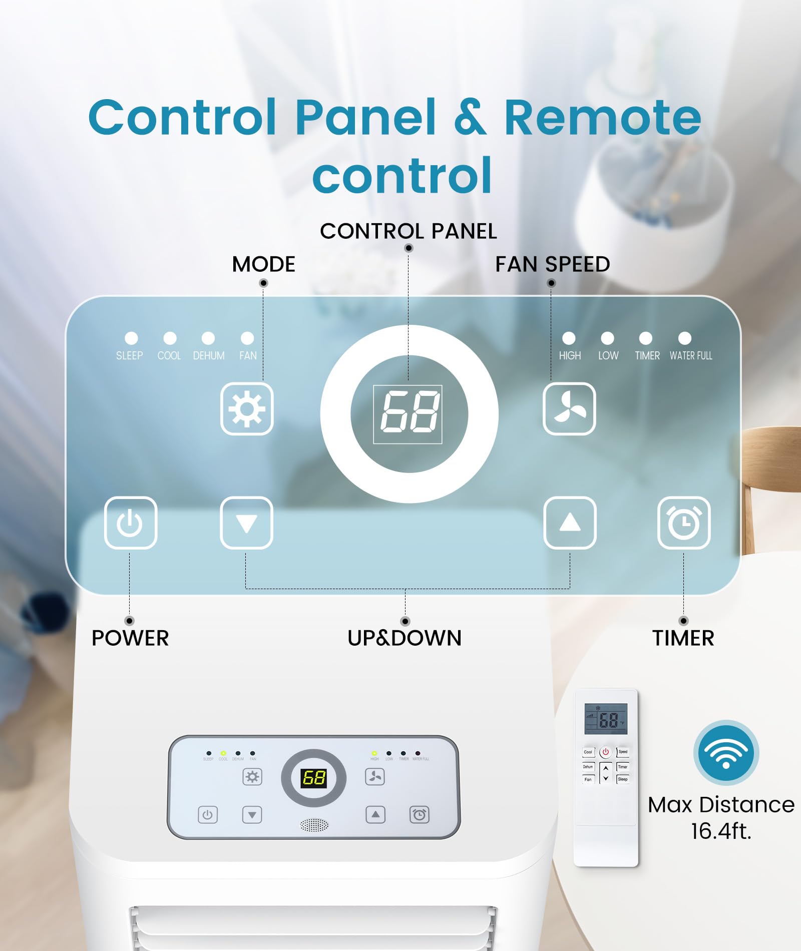 Joy Pebble 8000 BTU Portable Air Conditioner - Cooling, Fan & Dehumidifier for Rooms Up to 350 Sq.Ft | Ultra Quiet ≤55dB with Sleep Mode, 24H Timer, Digital Display & Remote Control | Perfect for Bedrooms, Home Offices & Small Apartments