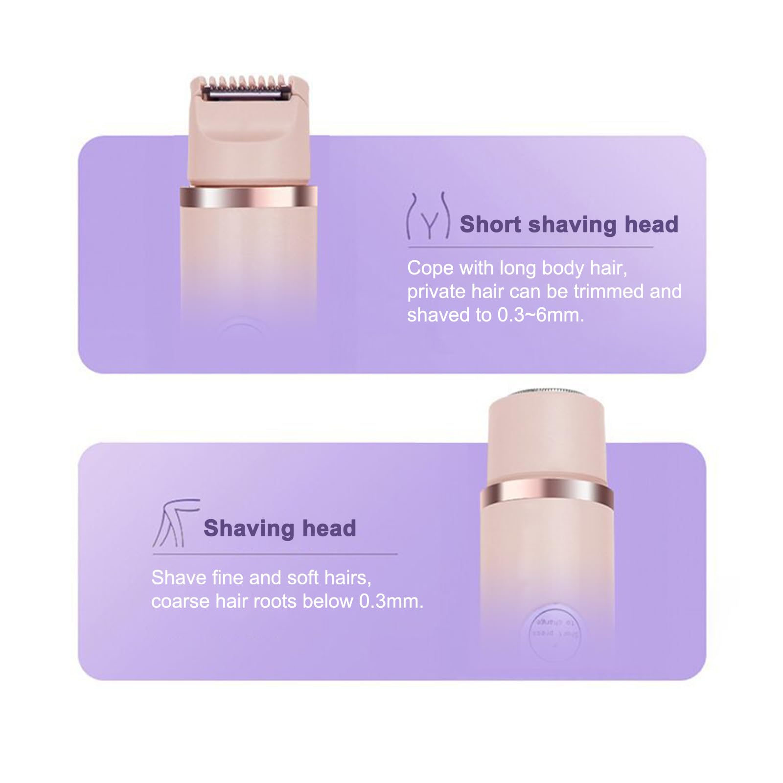 Electric Bikini Trimmer & Body Hair Shaver - Dual Head Rechargeable Women's Shaver for Legs, Underarms, Lips & Intimate Areas - Smooth Skin at Home or Travel