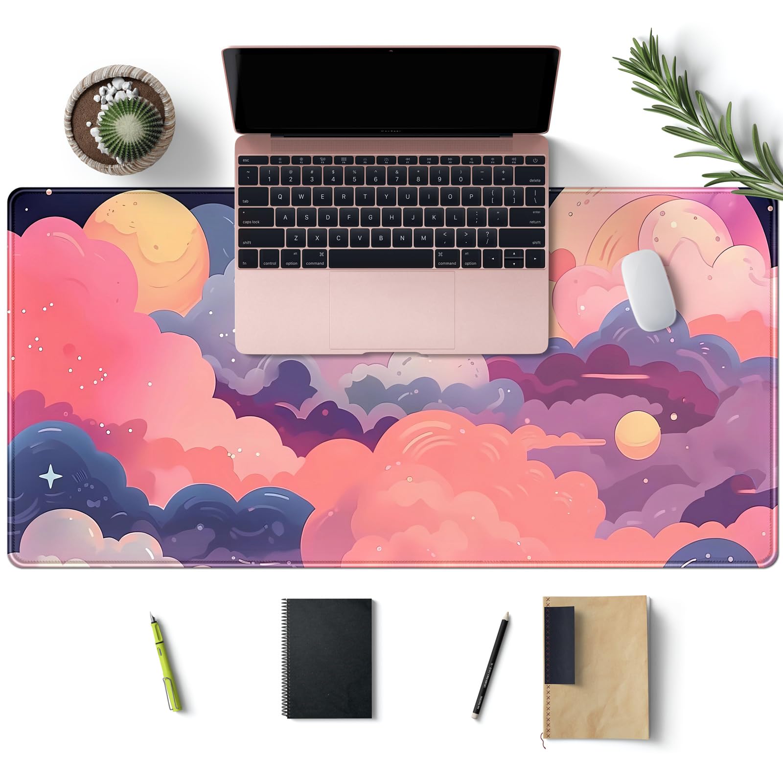 Kawaii Pink Purple Cloud Anime XXL Gaming Mouse Pad - 31.5