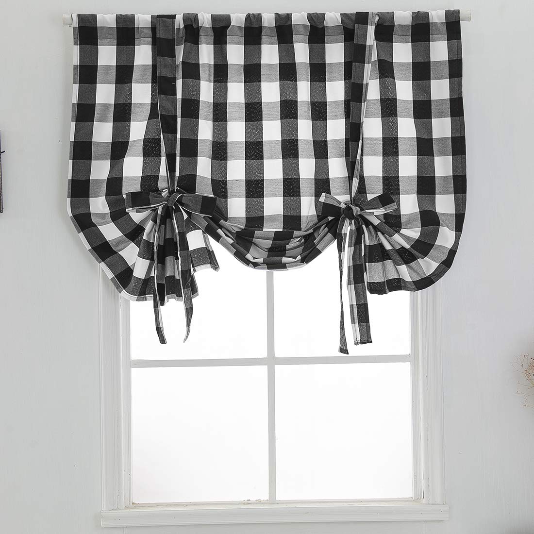 Black & White Buffalo Check Thermal Curtains for Farmhouse - 46x63 Inch, Small Windows