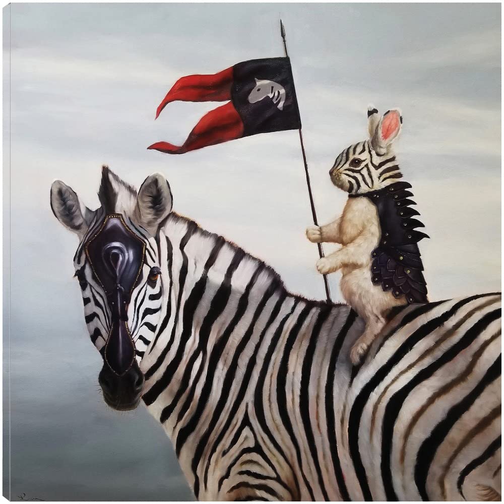 Striped Warrior Canvas Wall Art - 37x37 Inch Modern Abstract Painting by Lucia Heffernan - Ready to Hang Home Decor for Living Room, Bedroom, Office - Perfect for Contemporary Interior Design & Gift Giving