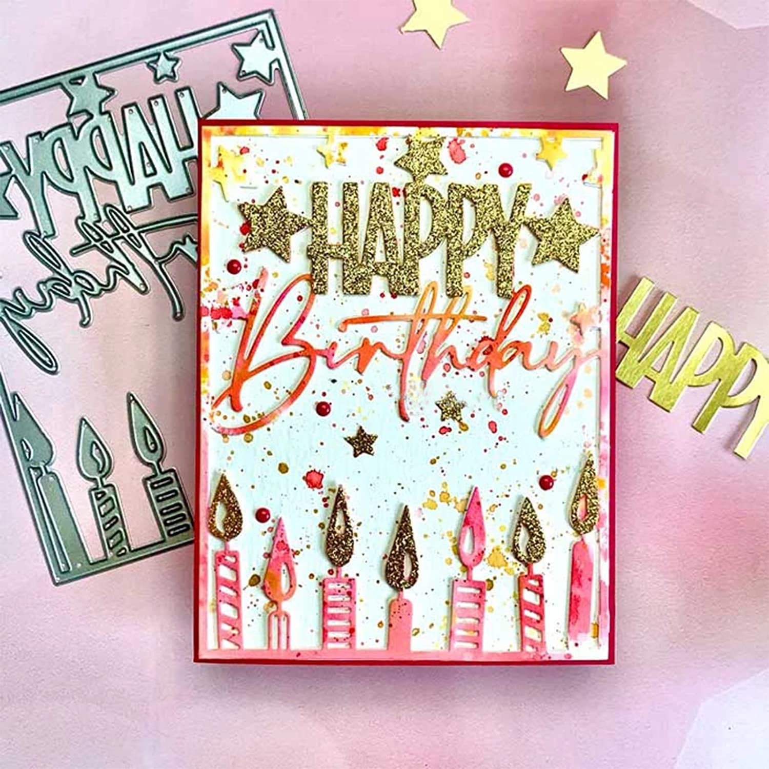 Happy Birthday Frame Metal Die Cuts for DIY Scrapbooking Cards | Decorative Embossing Paper Dies | Perfect for Birthday Card Making, Invitations, and Handmade Greeting Cards