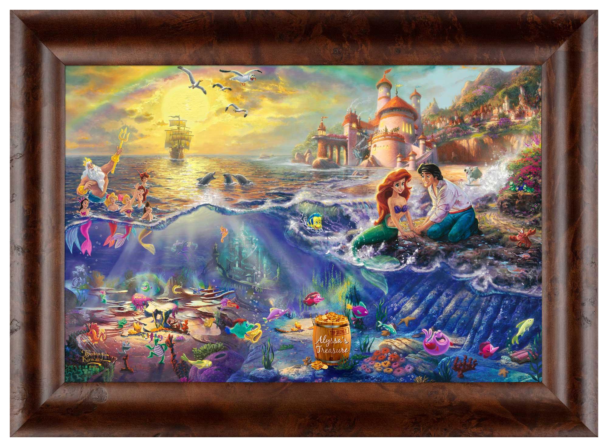 Disney The Little Mermaid Personalized Framed Canvas Wall Art - Custom Name & Date - Perfect for Nursery, Kids Room Decor & Birthday Gifts