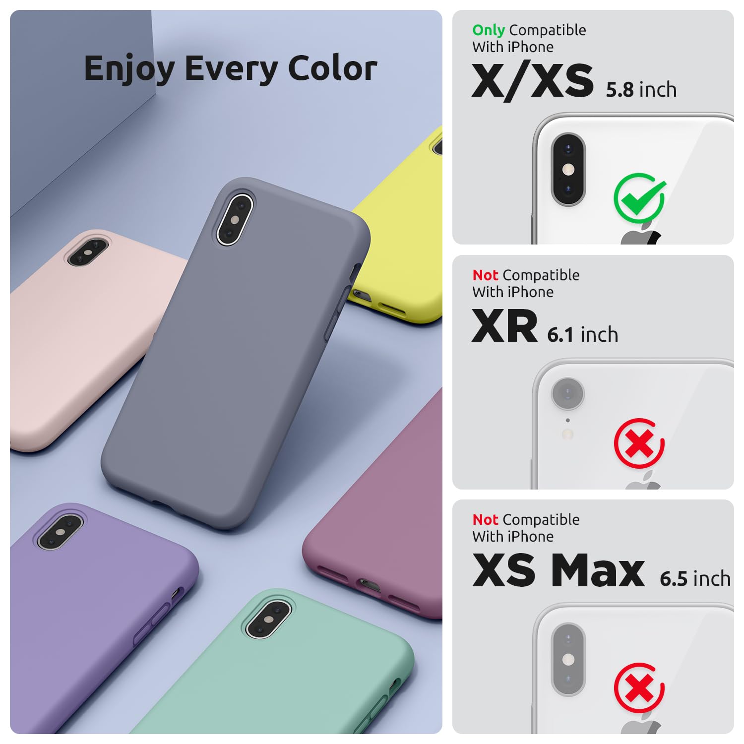 Premium Liquid Silicone Case for iPhone X & iPhone XS (5.8