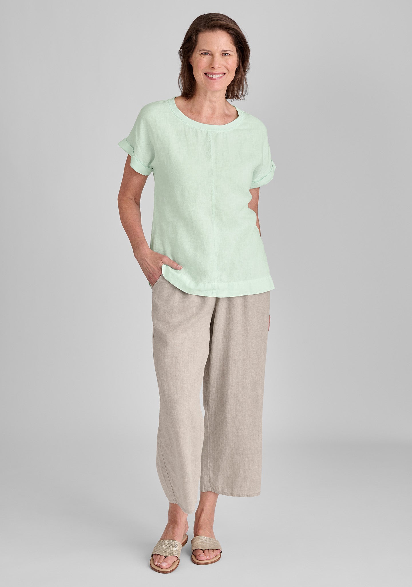 Linen T-Shirt for Women - Breathable & Comfortable Summer Tee Top - Casual Loose Fit Shirt for Everyday Wear, Beach, and Travel