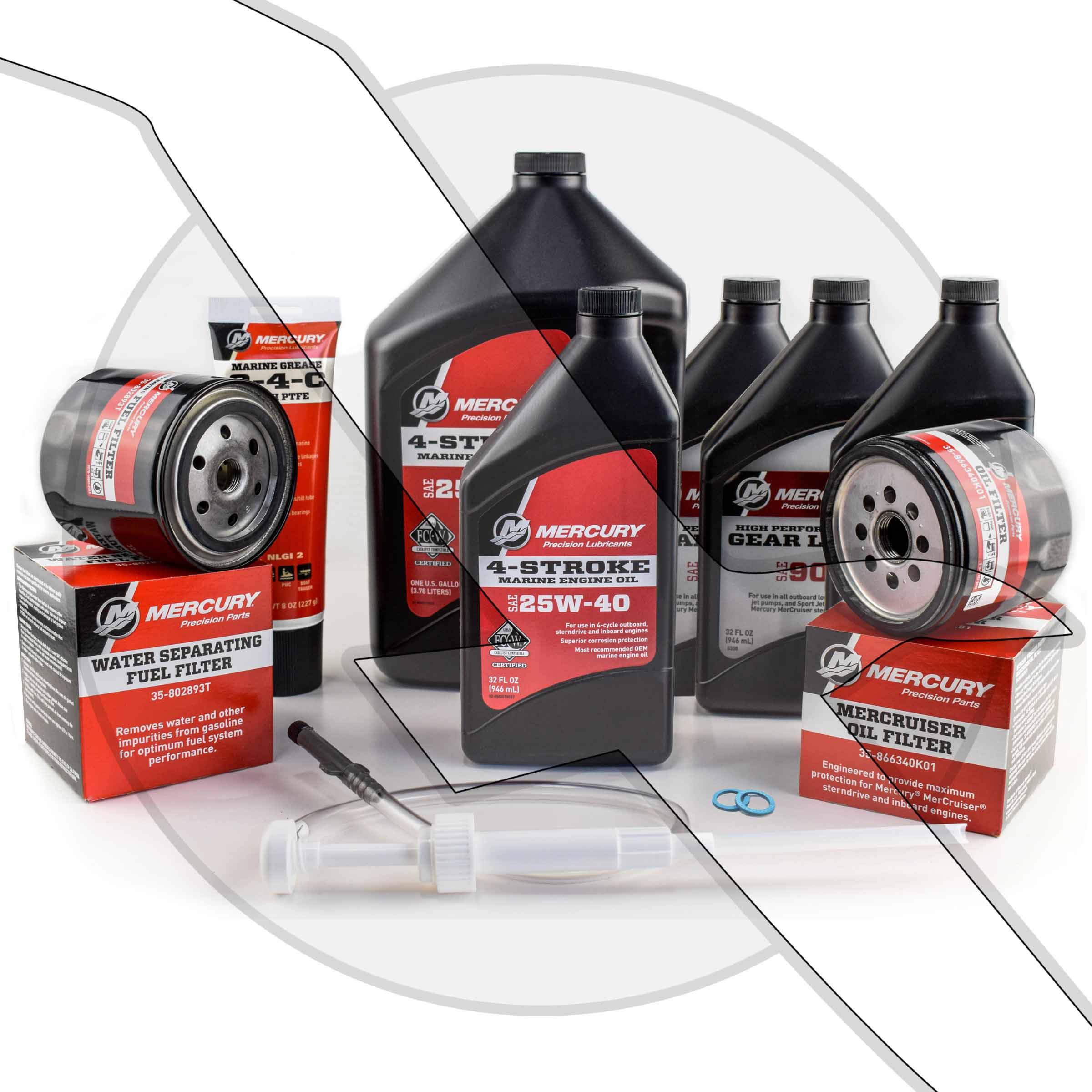 Mercruiser Engine Oil Change & Sterndrive Gear Lube Maintenance Kit - Complete Marine Engine Care for Boats & Yachts