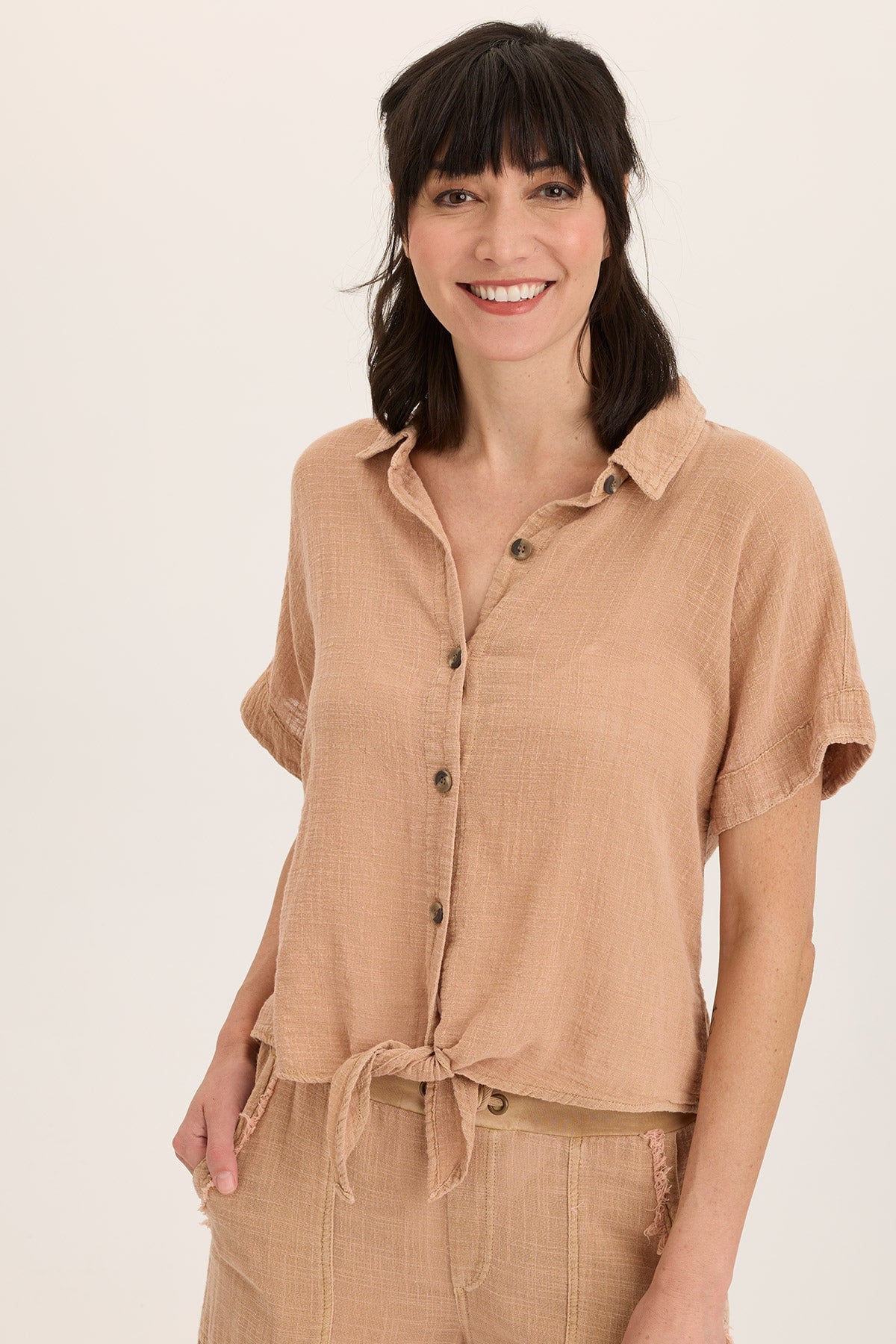 Teagan Gauze Tie Up Top - Women's Boho Chic Blouse for Summer | Casual & Beach Outfit Essential