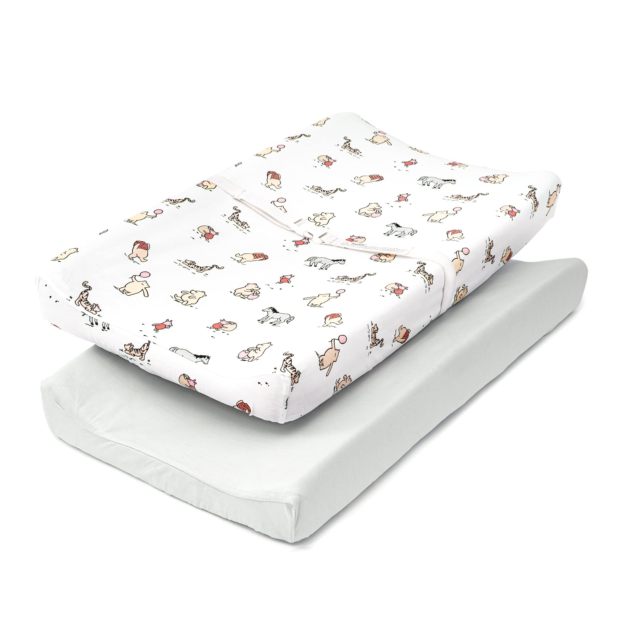TILLYOU Ultra Soft Jersey Knit Changing Pad Cover Set - 2-Pack Unisex Diaper Changing Table Sheets for Baby Boys & Girls (Fits 32