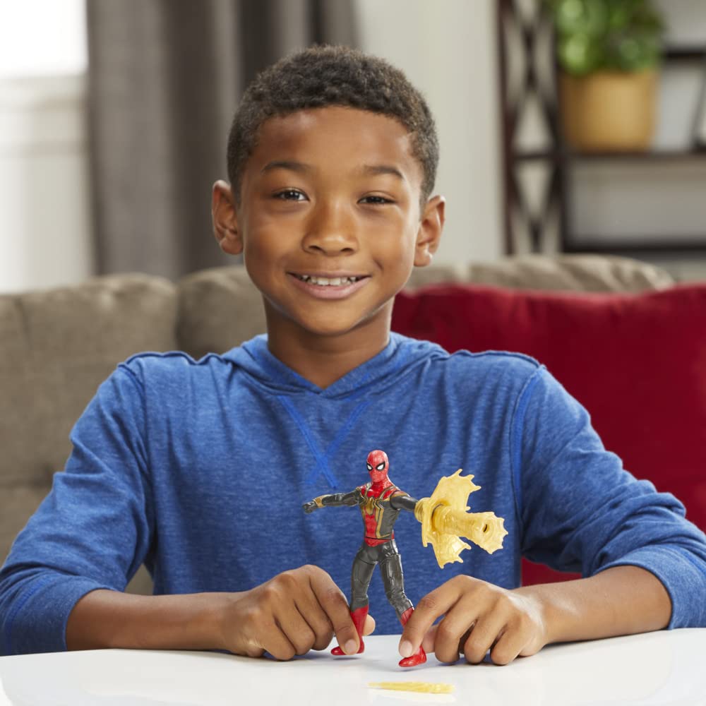 Spider-Man Marvel 6-Inch Deluxe Web Spin Action Figure Toy with Weapon Attack & Squeeze Legs - Movie-Inspired Collectible for Kids Ages 4+ | Perfect for Playtime, Superhero Battles & Marvel Collections