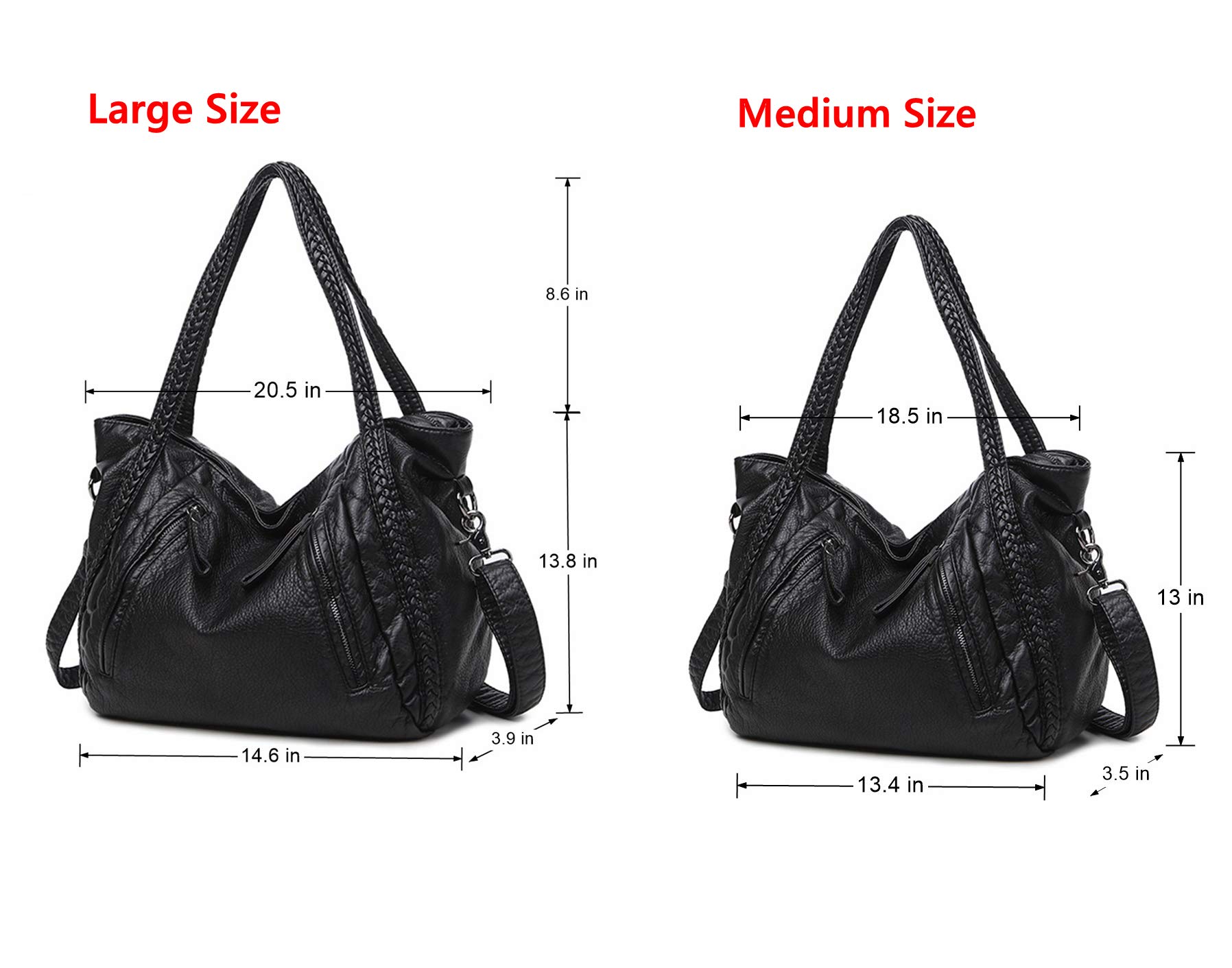 Stylish Black Soft Leather Shoulder Bag for Women - Large Capacity Tote Handbag, Slouchy Hobo Purse with Trendy Design | Perfect for Work, Travel & Everyday Use