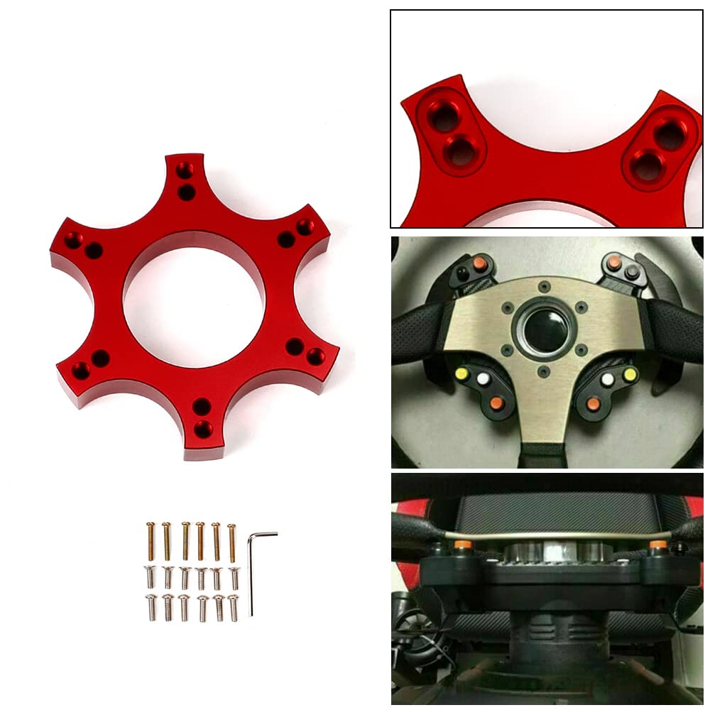 RASTP 70mm Aluminum Steering Wheel Adapter Plate - Compatible with Thrustmaster T300RS & 13-14 Inch Wheels - Red - Perfect for Racing Simulators & DIY Steering Wheel Upgrades