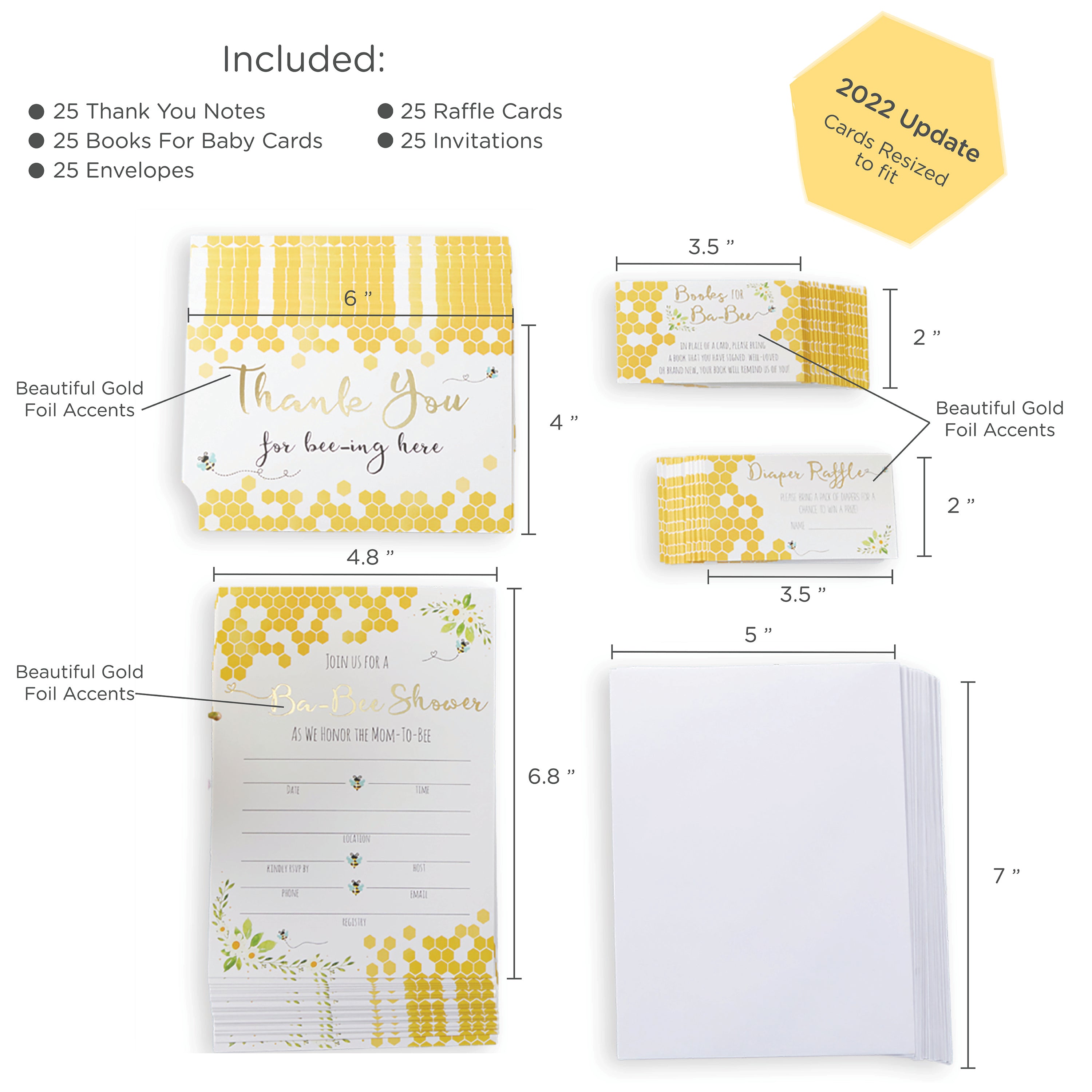 Sweet as Can Bee Invitation & Thank You Card Bundle - Set of 25 Elegant Stationery for Weddings, Baby Showers & Special Events | Perfect for DIY Crafting & Handmade Greetings