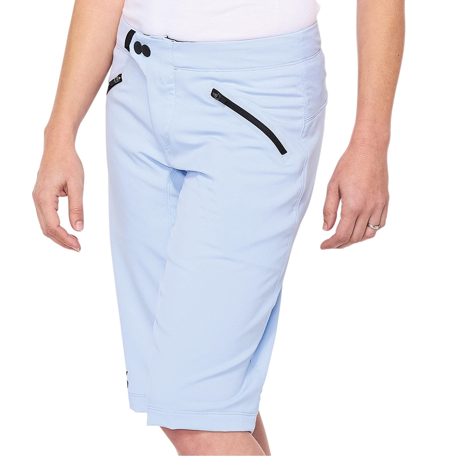 RIDECAMP Women's High Waisted Athletic Shorts - Breathable Workout Running Yoga Shorts with Pockets, Powder Blue, Size Small | Perfect for Gym, Jogging & Summer Outdoor Activities