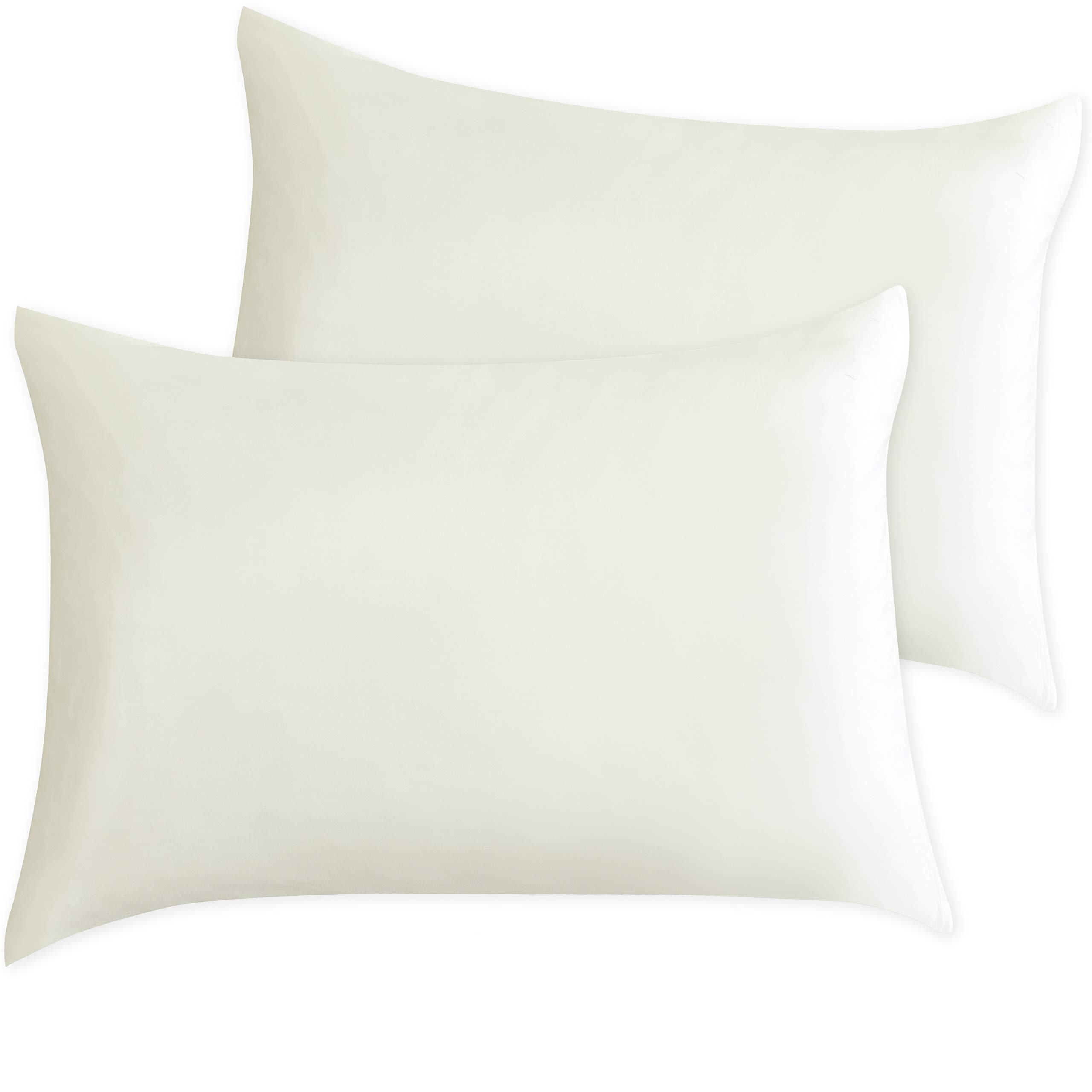 Bamboo Queen Pillow Cases 2-Pack - 2 Zippered Cooling Pillow Protectors for Hot Sleepers, Soft Silk-Like Queen Size Pillow Covers for Hair Care - Perfect for Bedroom, Guest Room & Travel Use