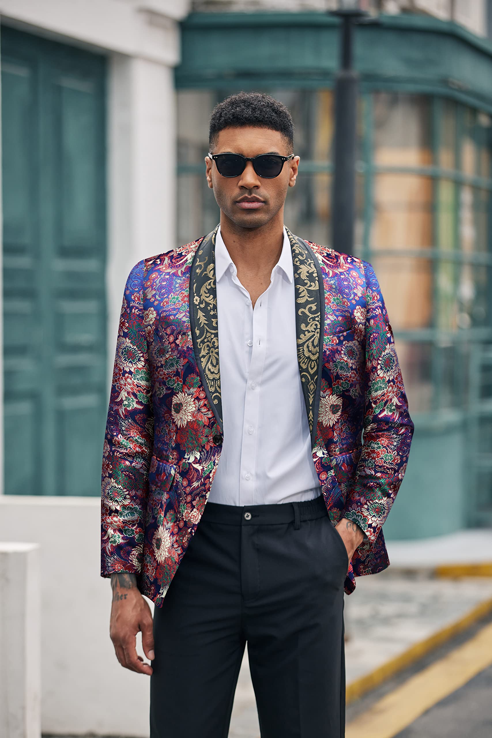 COOFANDY Men's Floral Slim Fit Blazer for Wedding & Party