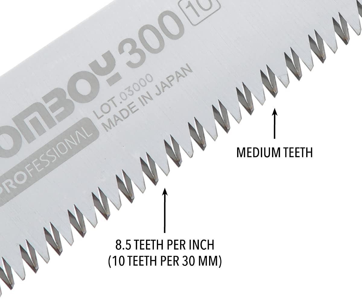 Silky GomBoy Professional Folding Saw 300mm Medium Teeth (121-30) - High Precision Japanese Woodworking Tool for Carpentry, Pruning & Outdoor Camping