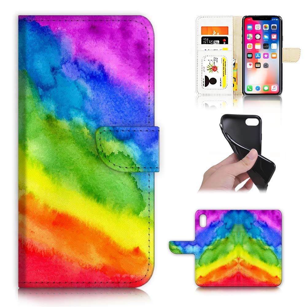 Rainbow Gay Pride Flip Wallet Phone Case for iPhone Xs Max - A22018 Art Design, Slim Protective Cover with Card Slots | Perfect for Daily Use, Travel & LGBTQ+ Pride Events