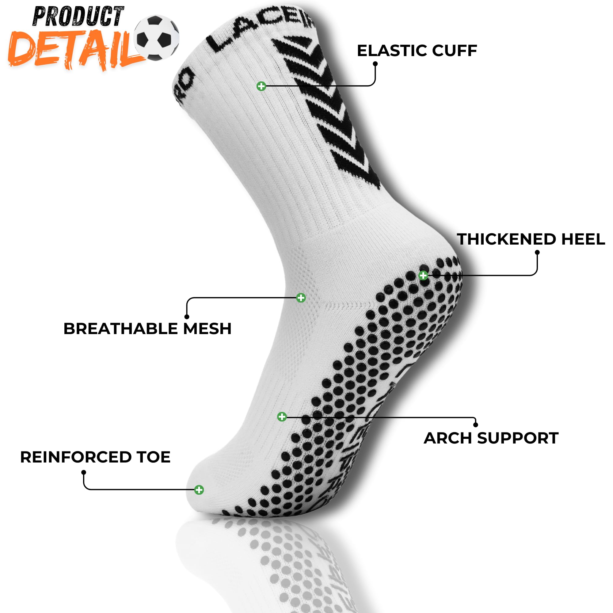 Non-Slip Soccer Grip Socks for Men & Women - Breathable Football Athletic Socks with Anti-Slip Traction - Perfect for Indoor Soccer, Turf Training & Gym Workouts