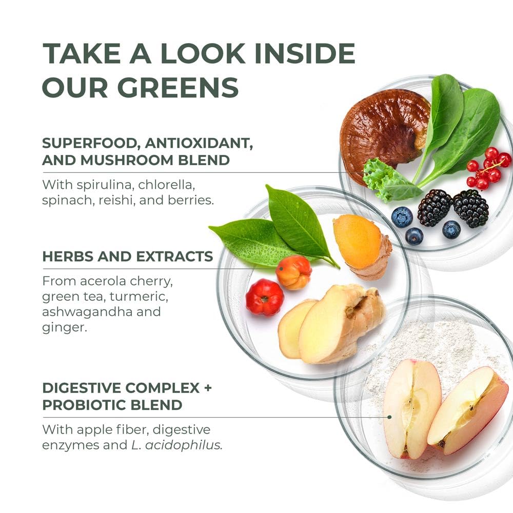 2 Pack Super Greens Powder - 50+ Superfoods with Chlorella, Probiotics, Green Tea, Wheatgrass, Kale & Turmeric | 30 Servings for Energy & Immunity Boost | Perfect for Smoothies, Juices & Daily Wellness Routine