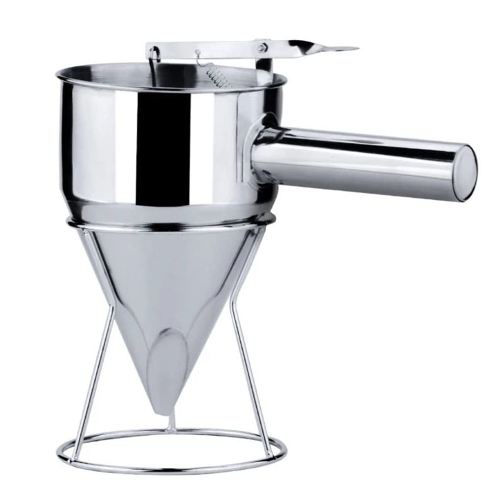 GANFANREN Stainless Steel Funnel Dispenser with Rack - Cupcake & Pancake Batter Maker, Octopus & Fish Ball Kitchen Tool for Home Baking, Cooking, and Party Food Prep