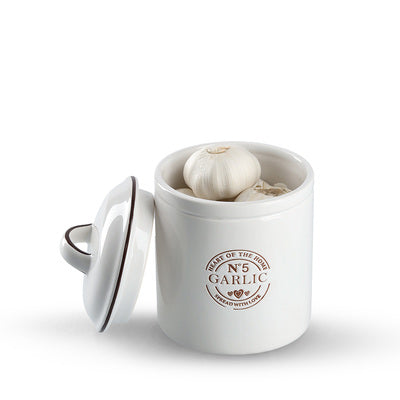 Premium Ceramic Garlic Keeper with Lid - 880ml Airtight Storage Container for Fresh Garlic - Perfect for Kitchen, Pantry, and Countertop Organization