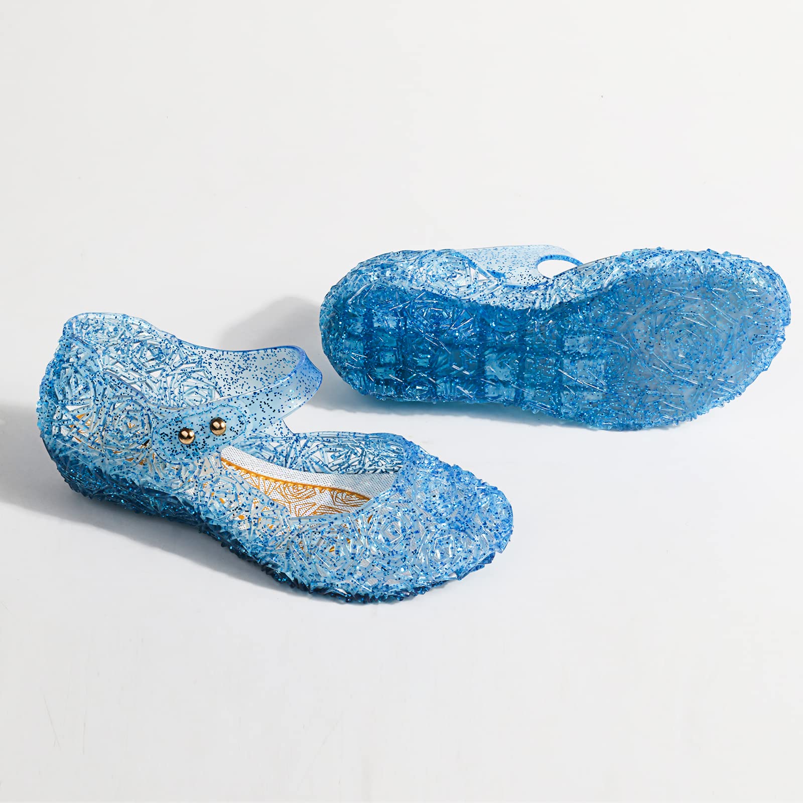 Girls Frozen Elsa Sparkly Mary Jane Flats - Princess Cosplay Dance Party Shoes for Kids | Perfect for Halloween, Dress-Up & Birthday Celebrations
