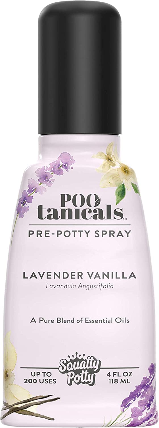 Squatty Potty Pootanicals Toilet Spray - Lavender Vanilla Scent, 4 oz | Natural Odor Eliminator for Bathroom & Travel | Freshen Before Use for Instant Aroma