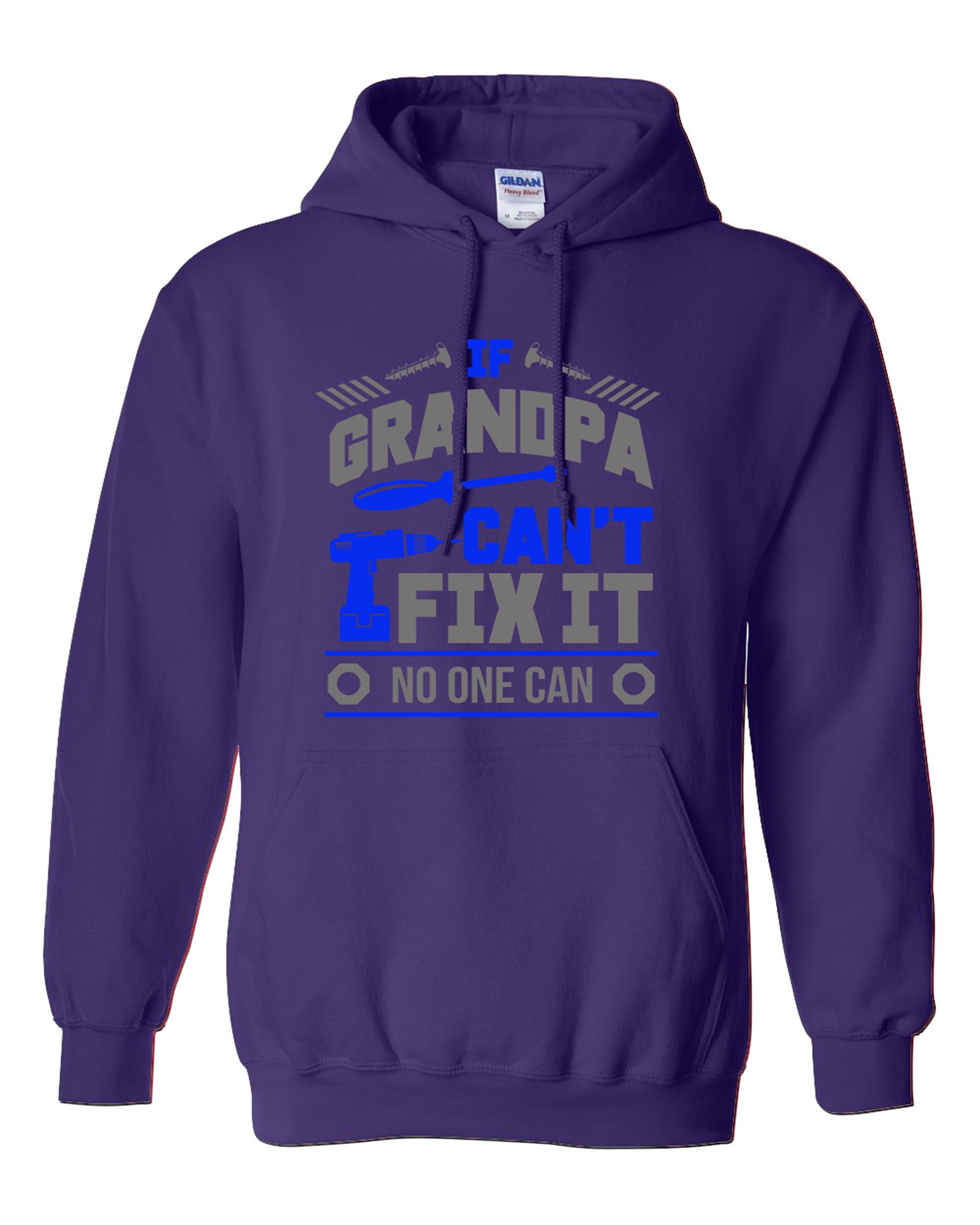 Funny Mechanic Grandpa Sweatshirt Hoodie - 'If Grandpa Can't Fix It No One Can' Graphic Design - Perfect for DIY Enthusiasts, Car Lovers & Father's Day Gifts