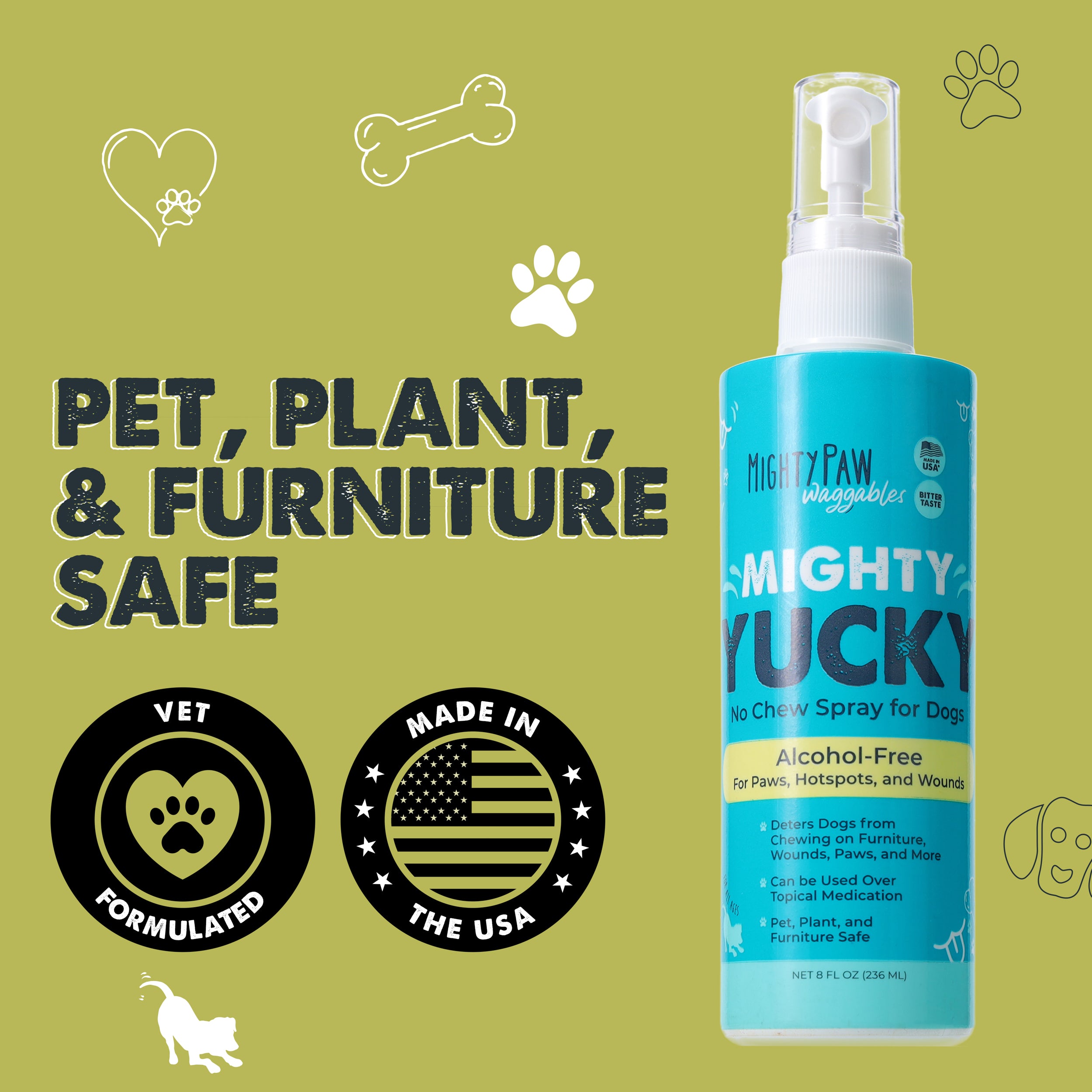 Mighty Yucky No Chew Spray for Dogs - Bitter Training Aid to Stop Chewing Furniture, Shoes & Cords | Safe & Effective Puppy Chew Deterrent for Home & Travel Use