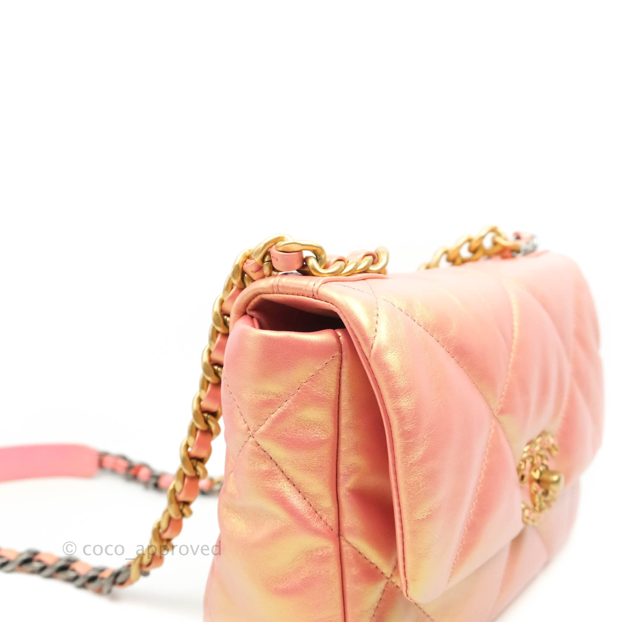 Chanel 19 Small Handbag in Metallic Pink with Mixed Hardware - Luxury Crossbody Bag for Women, Perfect for Date Night & Special Occasions