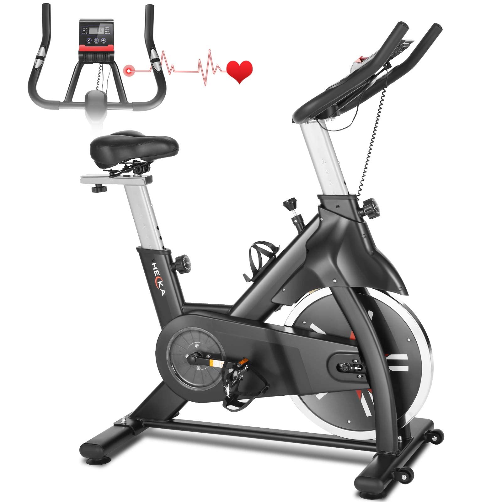 Heka 440lbs Weight Capacity Stationary Exercise Bike for Home, 40 lbs Flywheel Indoor Cycling Bike with Heart Rate Monitor, Tablet Holder & LCD Display - Perfect for Cardio Workouts, Home Gym & Fitness Training