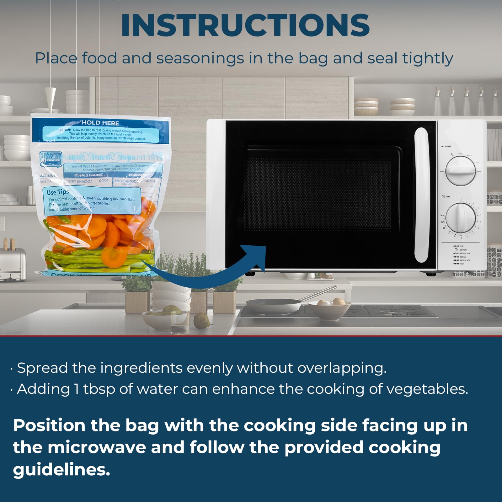 10 Pack Microwave Steamer Bags - Reusable Food Storage Bags for Vegetables, Potatoes & Meat | Microwave & Freezer Safe | Perfect for Quick Meals, Healthy Cooking & Meal Prep