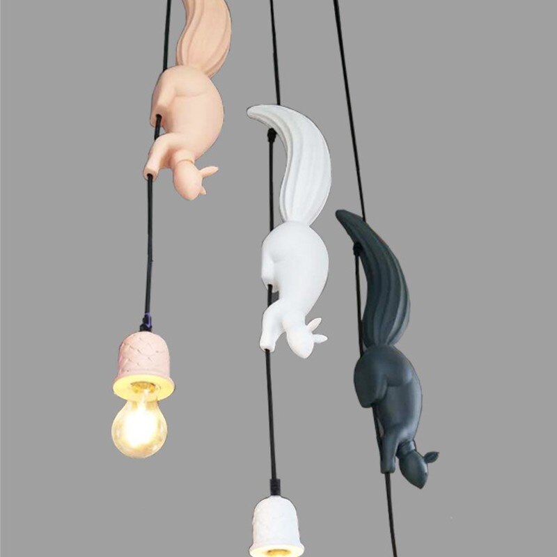 Modern Squirrel Resin Pendant Light - Handcrafted Nature-Inspired Hanging Lamp for Living Room, Bedroom, or Dining Room Decor