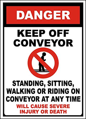 Danger Keep Off Conveyor Sign Vinyl Stickers - 3 Pack (3.5