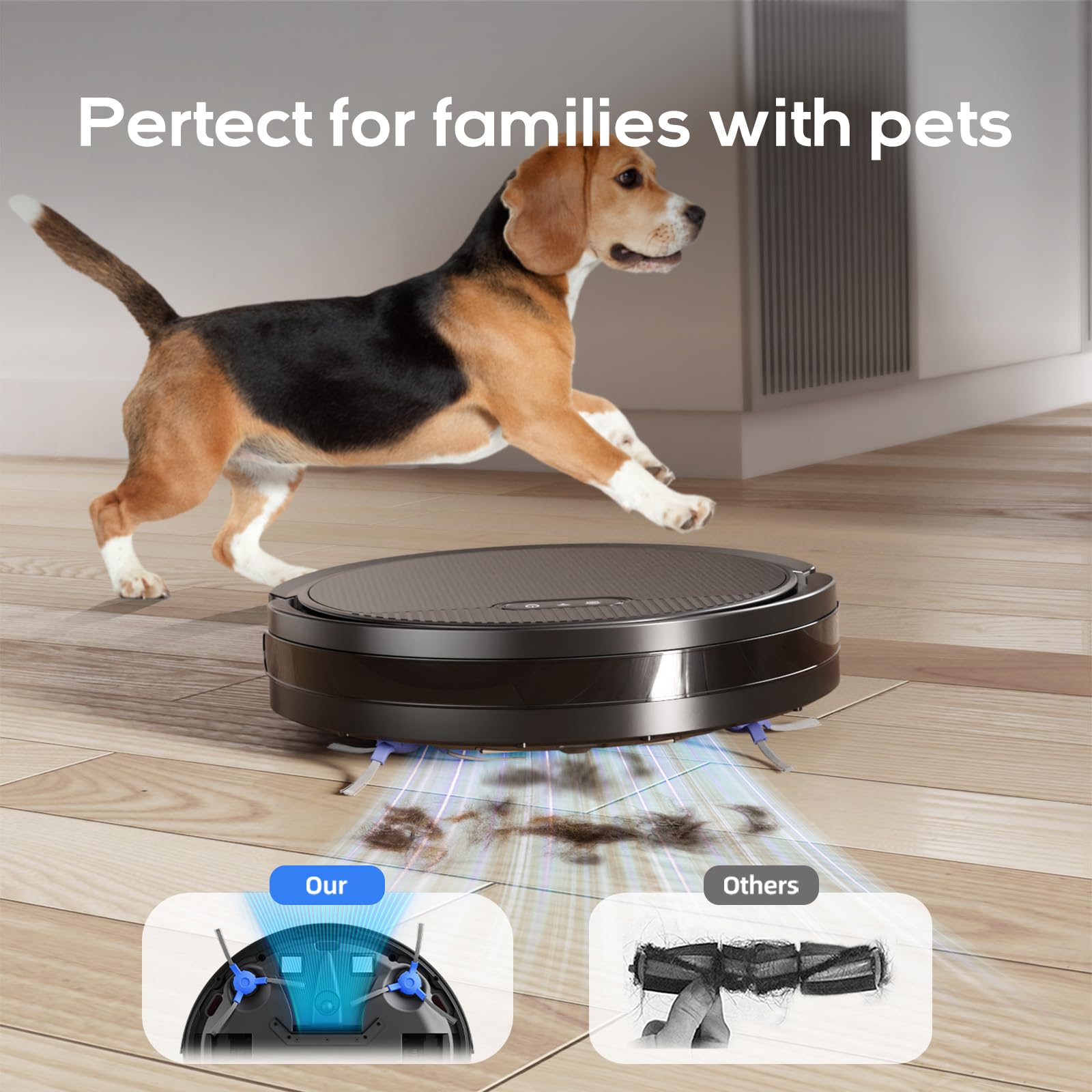 V3 Robot Vacuum and Mop Combo - Self-Charging 5000Pa Strong Suction, WiFi/Alexa/App Control, Ultra-Slim 3-in-1 Robotic Cleaner for Hardwood Floors, Pet Hair & Low Pile Carpets - Perfect for Homes with Pets & Busy Families