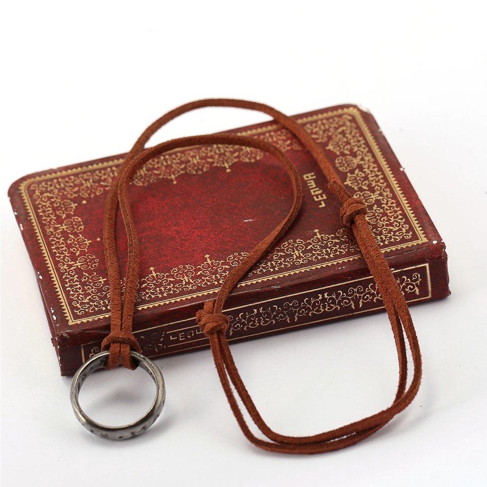 Uncharted 4 Nathan Drake Ring Pendant Necklace for Men - Adjustable Leather Cord, Handmade Video Game Jewelry - Perfect for Cosplay, Gifts & Gaming Enthusiasts