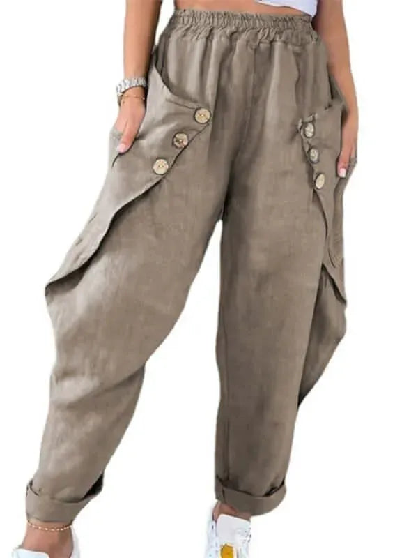 Women's Casual Loose Fit Cargo Pants with Pockets - Comfortable Outdoor Hiking, Travel & Everyday Wear