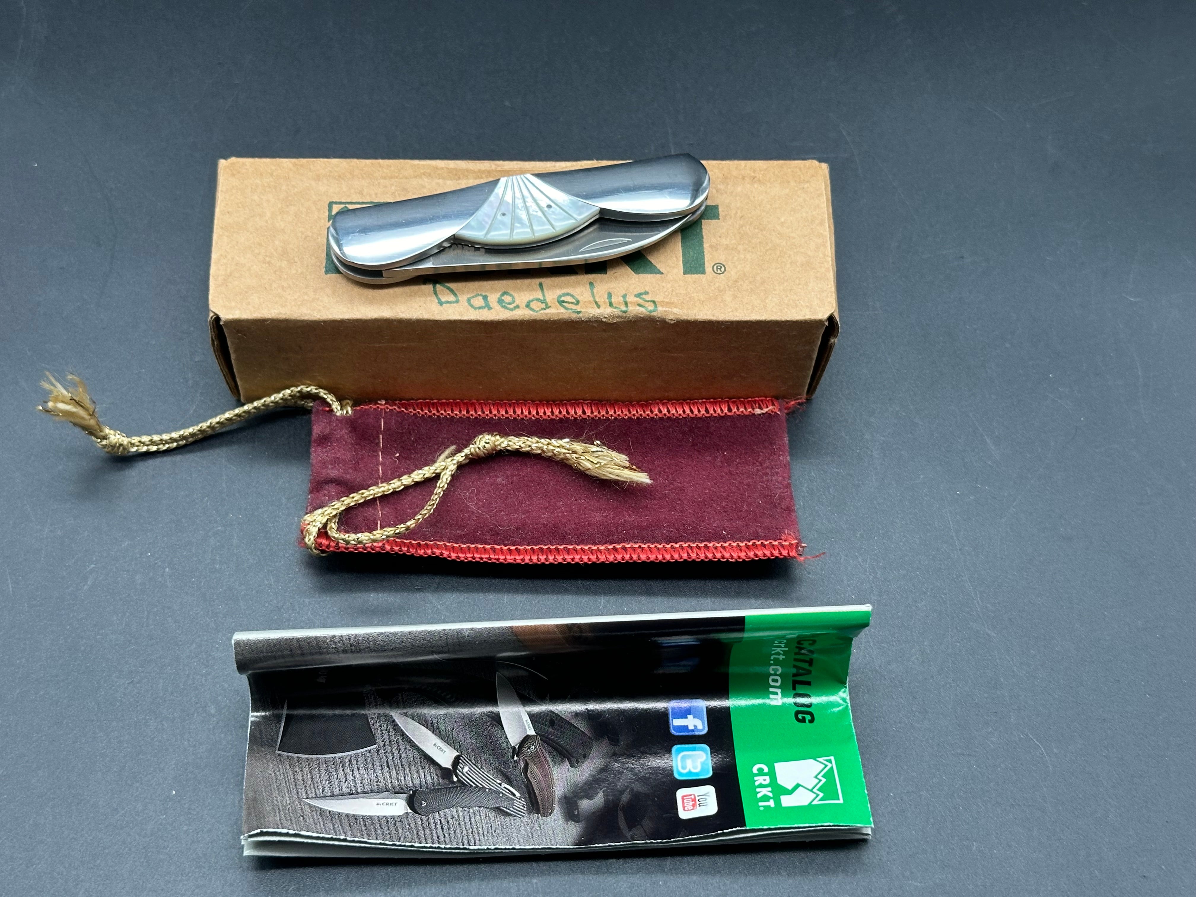 CRKT 6405 Daedalus Slip Joint Pocket Knife - 8CR14 Stainless Steel Blade with Genuine Mother of Pearl Handles & Pouch - Perfect for EDC, Camping, Hunting and Outdoor Adventures