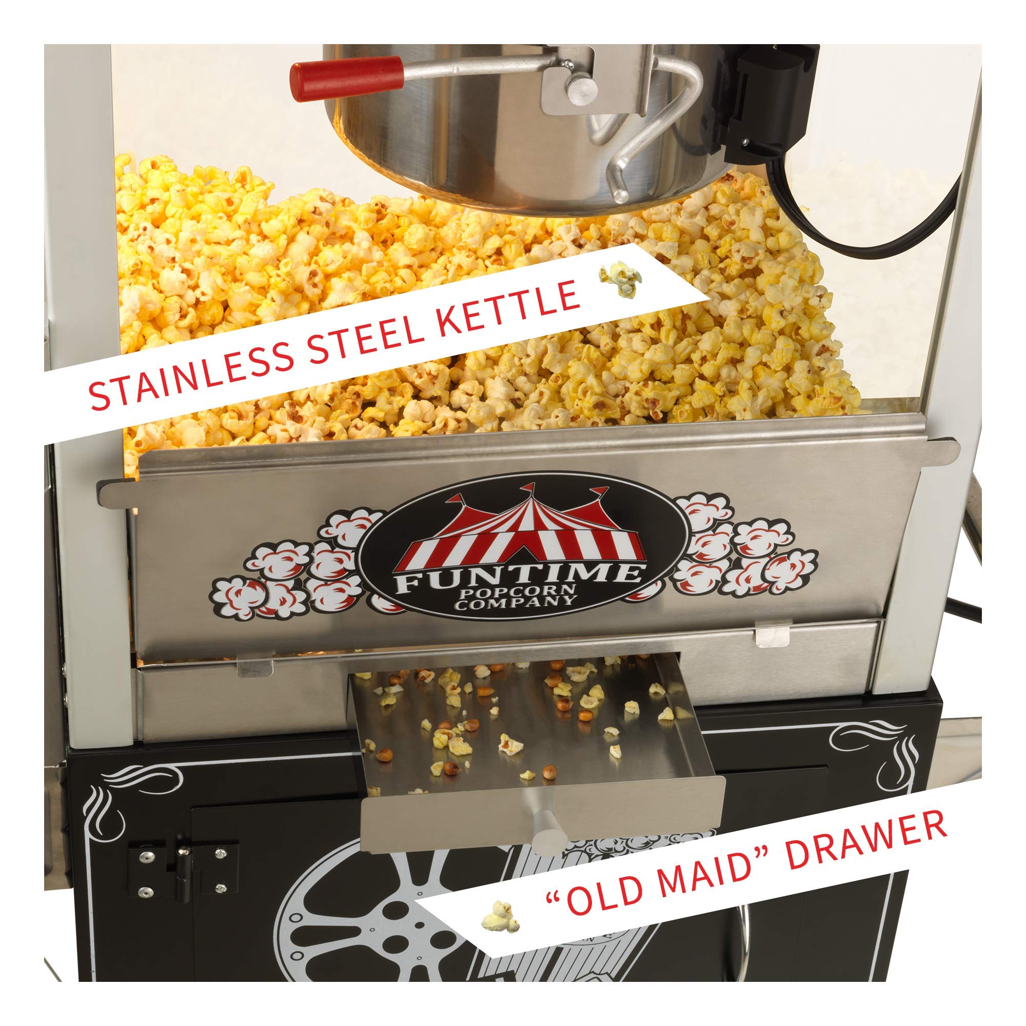 Funtime Palace 16 OZ Commercial Popcorn Popper Machine - FT1626PP | Bar Style Popcorn Maker for Movie Theaters, Carnivals & Home Use
