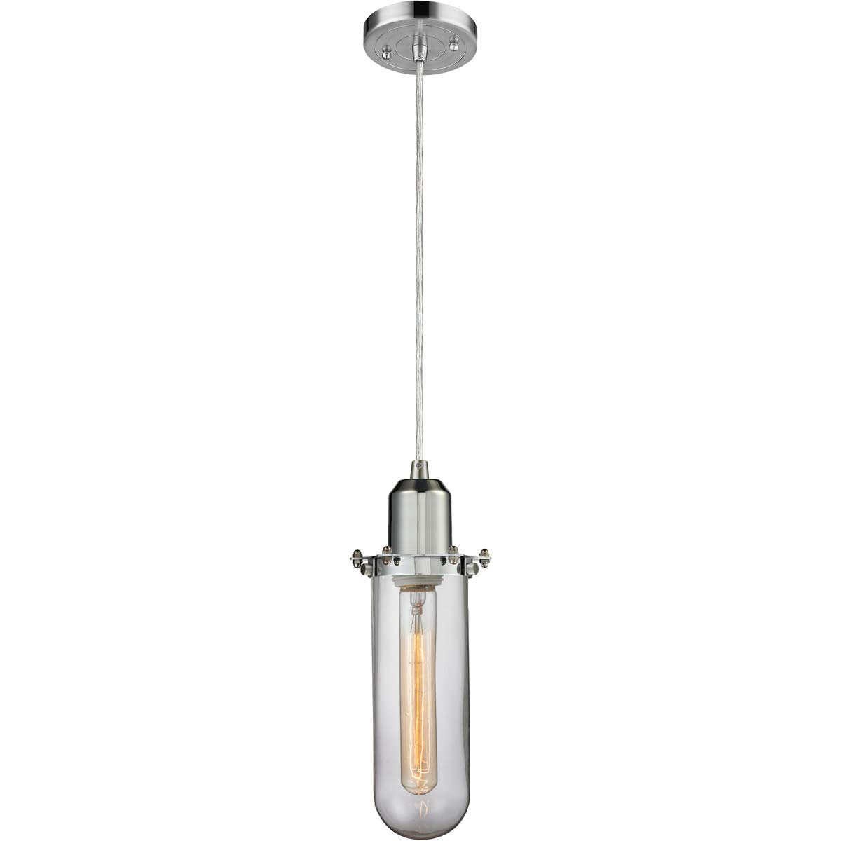 Innovations 900-1P-PC-CE228-PC-CL Centri 1 Light Mini Pendant - Polished Chrome Finish | Modern Ceiling Light Fixture for Dining Room, Kitchen Island & Bedroom Lighting | Austere Collection