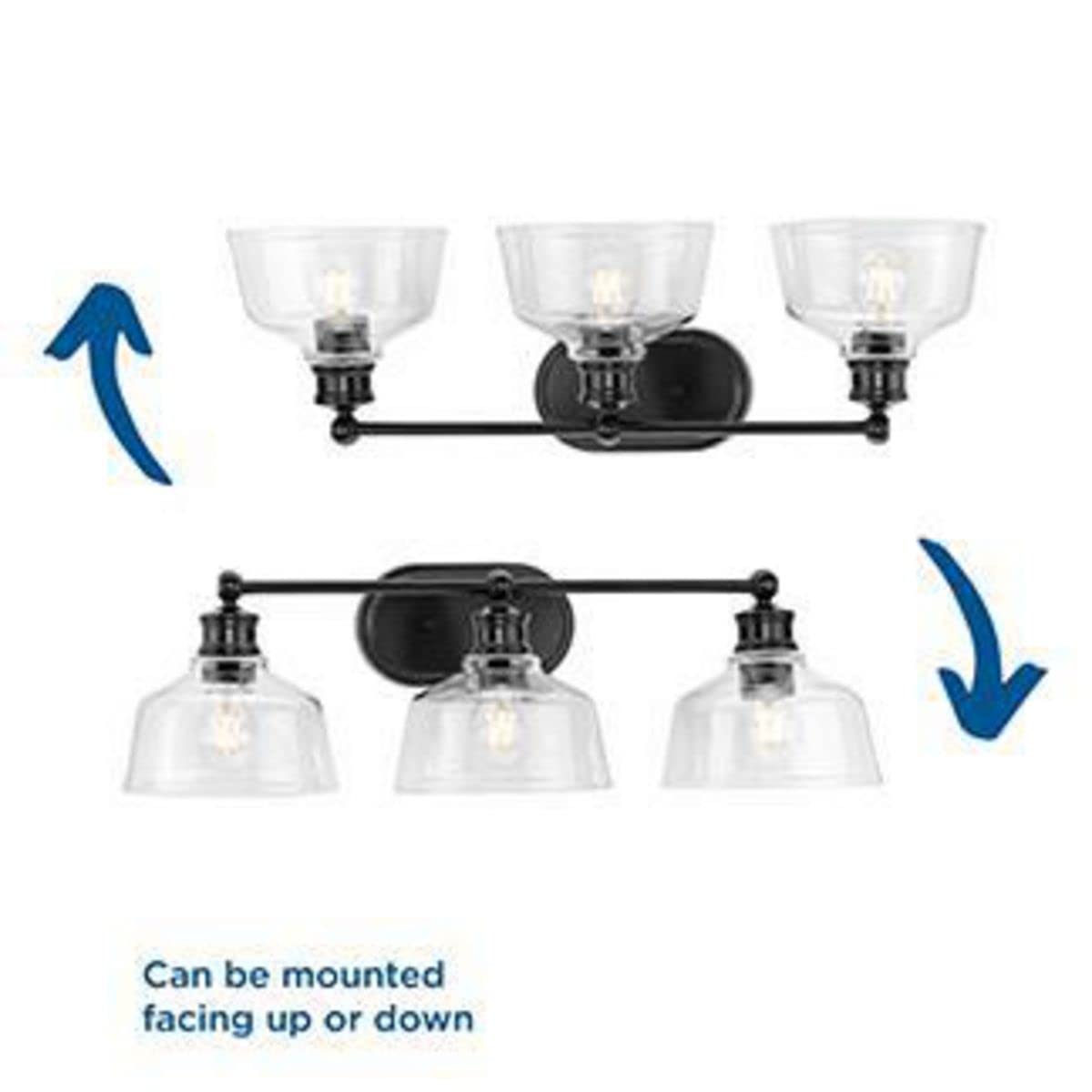 Progress Lighting P300397-31M Singleton Collection 3-Light Bathroom Vanity Light Fixture in Matte Black - Perfect for Modern Bathrooms, Powder Rooms & Dressing Areas