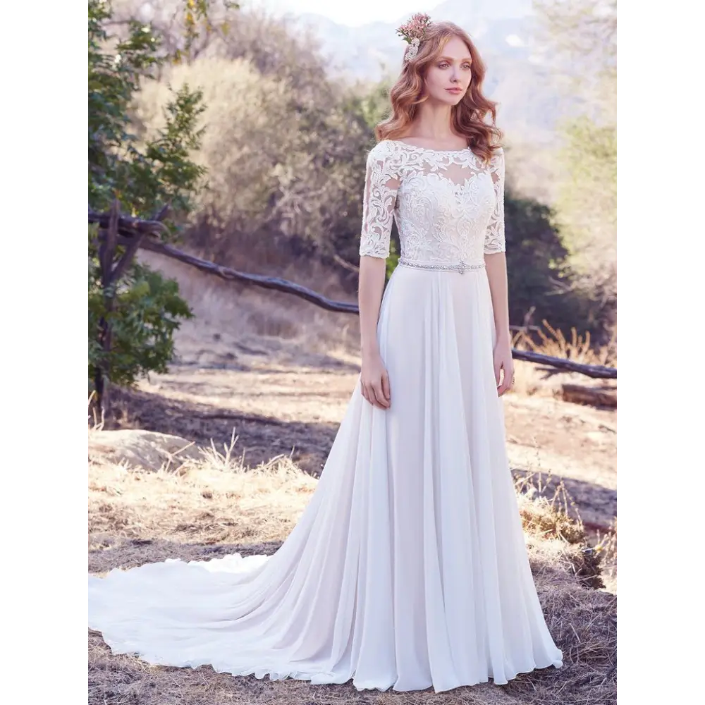 Darcy by Maggie Sottero Wedding Dress Sample Sale - Elegant Lace Bridal Gown for Church, Beach & Destination Weddings