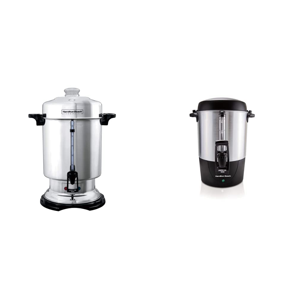 Hamilton Beach Commercial 60 Cup Stainless Steel Coffee Urn - Fast Brew D50065 & 40521 Coffee Maker for Large Events, Offices, Catering - Silver Hot Beverage Dispenser
