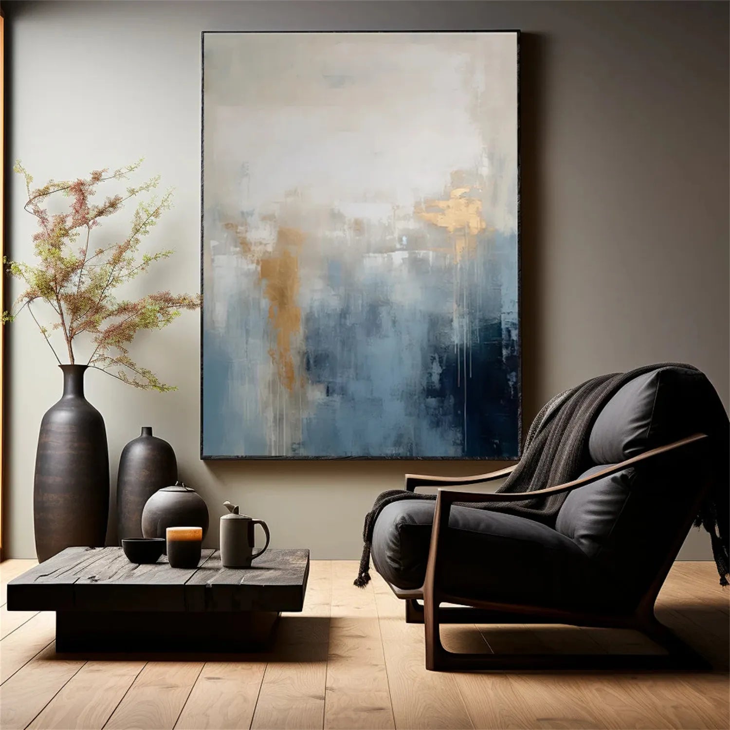 Custom Size Abstract Painting #AB 159 - Handmade Modern Wall Art for Living Room, Bedroom & Office Decor
