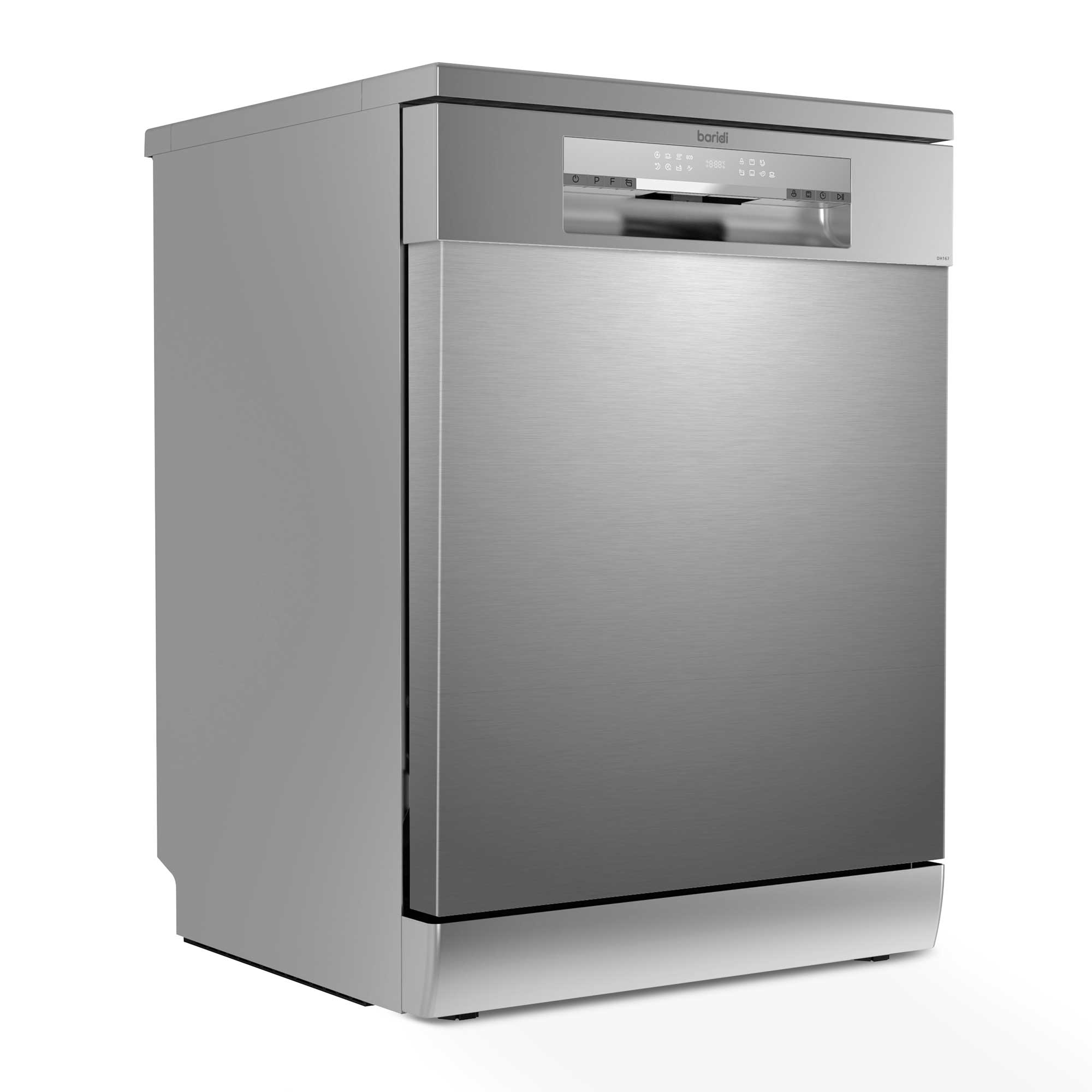 Baridi 60cm Freestanding Dishwasher - 14 Place Settings, 8 Wash Programs, LED Display, Energy Efficient, Silver (Model DH167) - Perfect for Small Kitchens, Apartments & Open-Plan Living Spaces